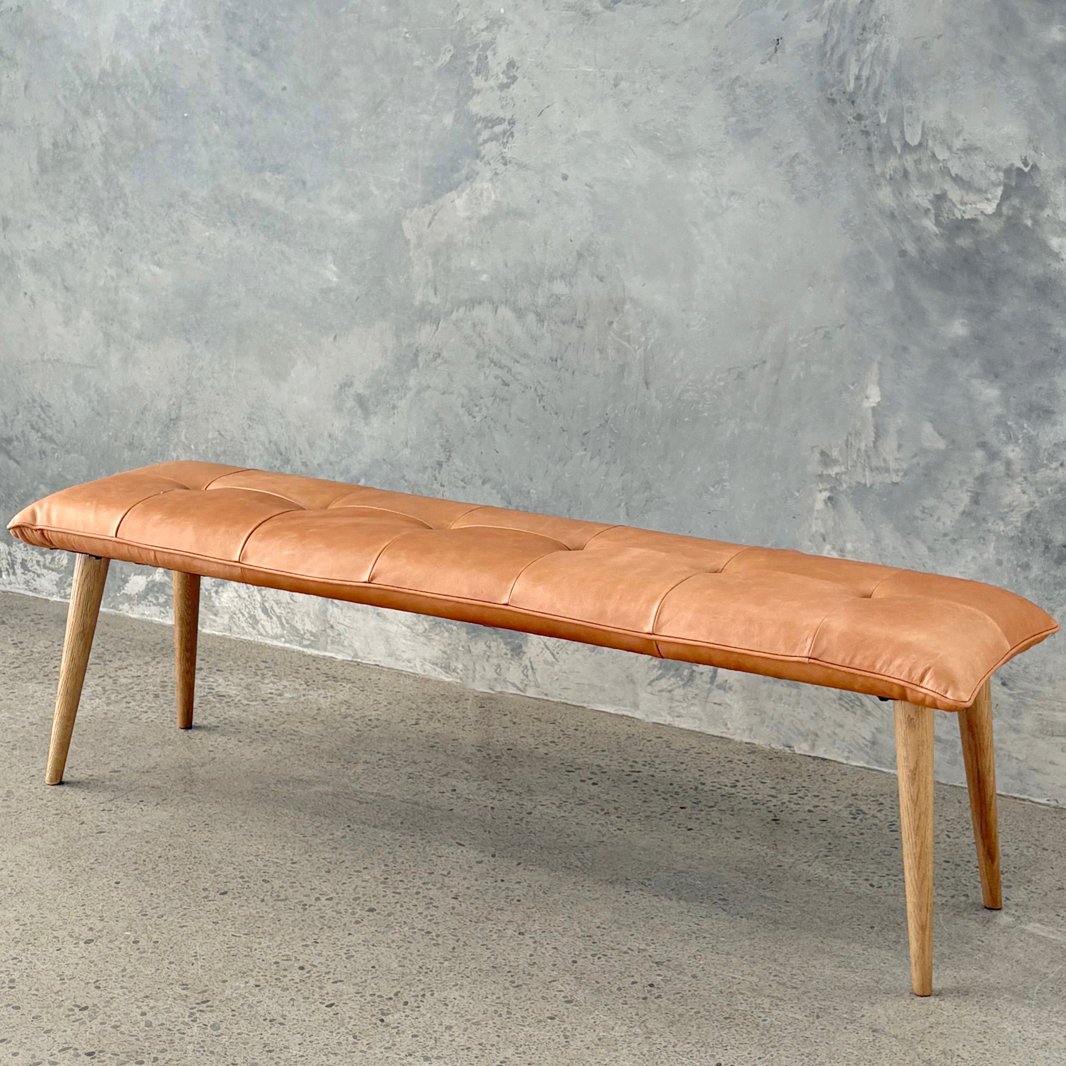 Lulu Ottoman Bench Tan Leather – Loft Furniture NZ