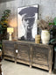 Original Chinese 3 Door Sideboard - Black Washed