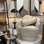 Lava Round Velvet Cushion - Ivory + Black