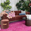Round Ottoman - Cinnamon Velvet