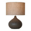 Ceramic Lamp w Hessian Shade - Dark Brown