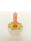 Groovy Flower Candle Holder - White + Yellow